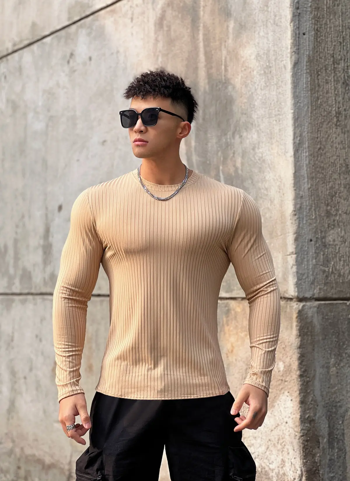Men's Navy Long Sleeve T-Shirt Pullover Winter Pullover — feature 26