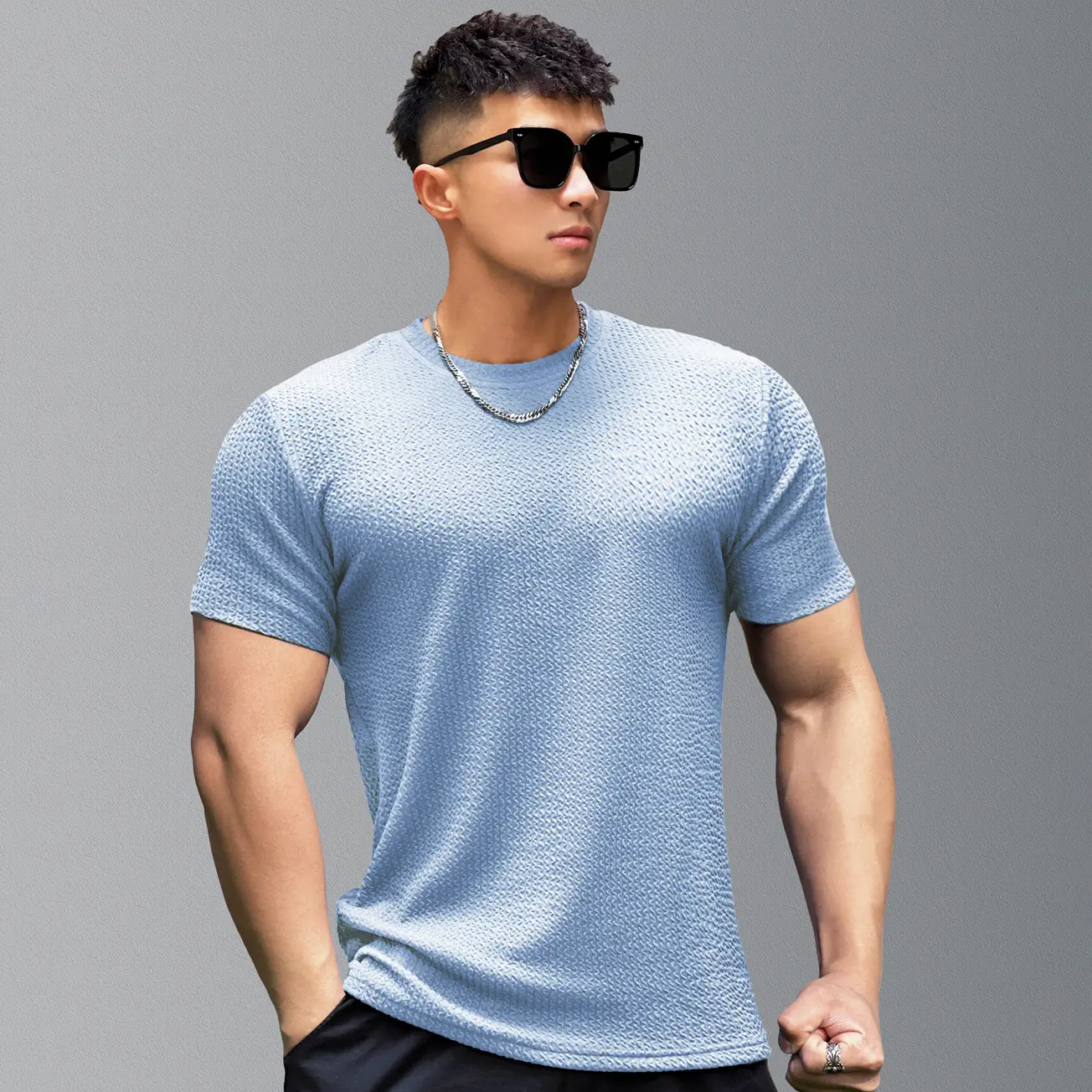 Men's Navy Long Sleeve T-Shirt Pullover Winter Pullover — feature 8