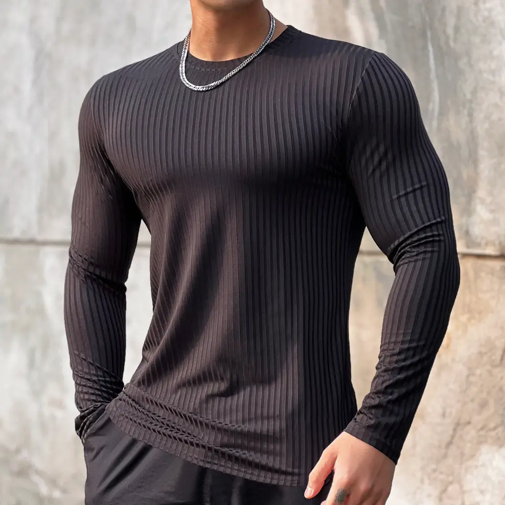 Men's Navy Long Sleeve T-Shirt Pullover Winter Pullover