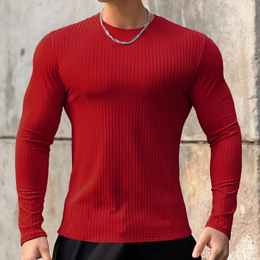 Men's Navy Long Sleeve T-Shirt Pullover Winter Pullover