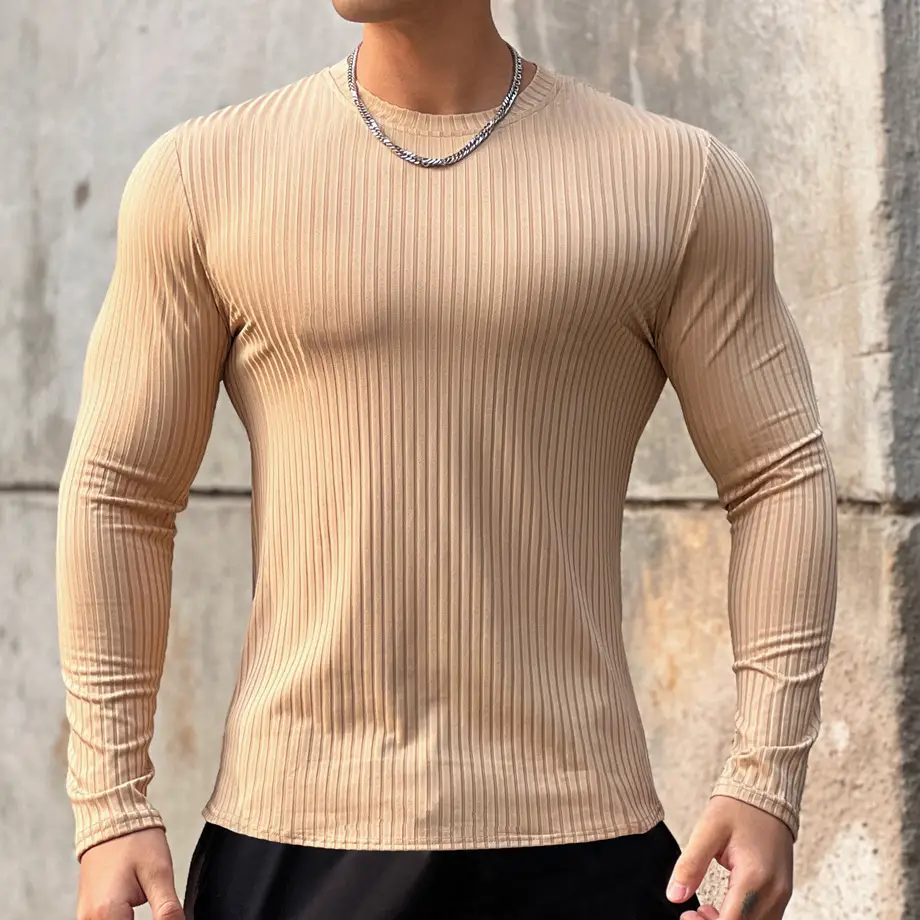Men's Navy Long Sleeve T-Shirt Pullover Winter Pullover