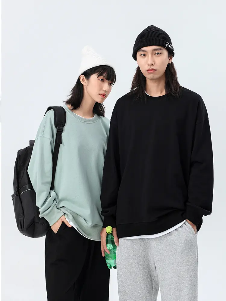 Terry Cotton Oversized Green Sweatshirt Plus Size - Image 35