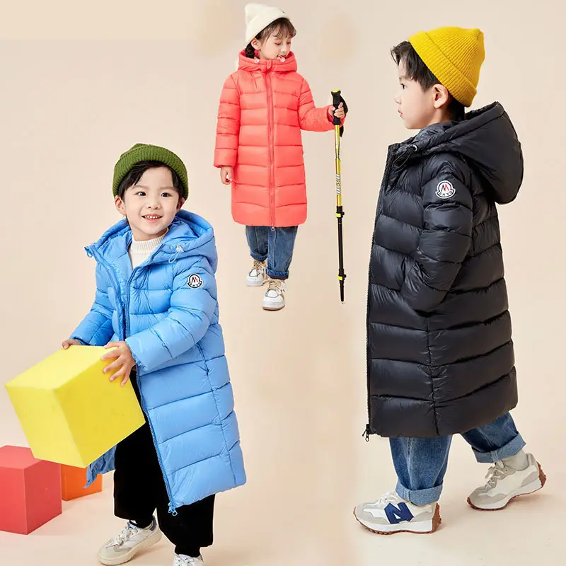 2024 Winter Hooded Feather Silk Kids Jacket Purple
