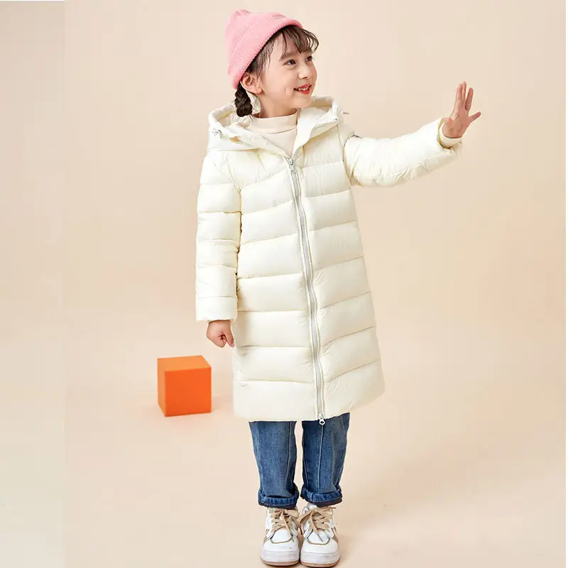 2024 Winter Hooded Feather Silk Kids Jacket Purple