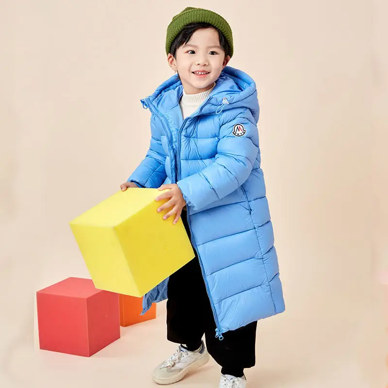 2024 Winter Hooded Feather Silk Kids Jacket Purple