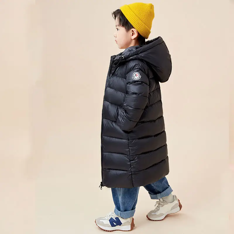 2024 Winter Hooded Feather Silk Kids Jacket Purple