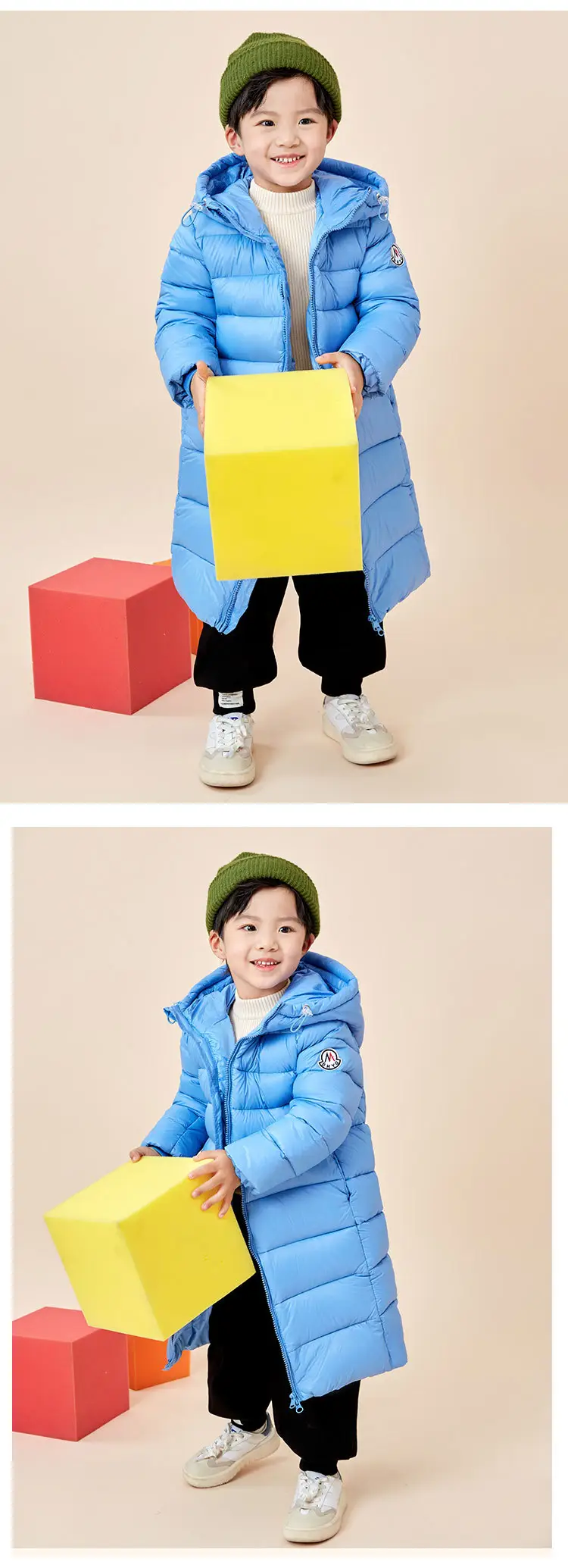 2024 Winter Hooded Feather Silk Kids Jacket Purple — feature 6
