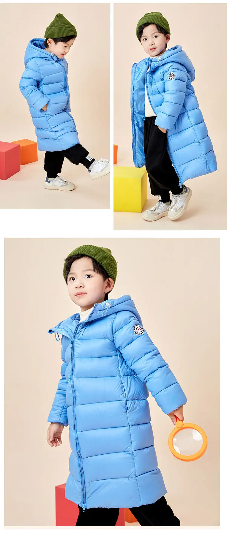 2024 Winter Hooded Feather Silk Kids Jacket Purple — feature 7