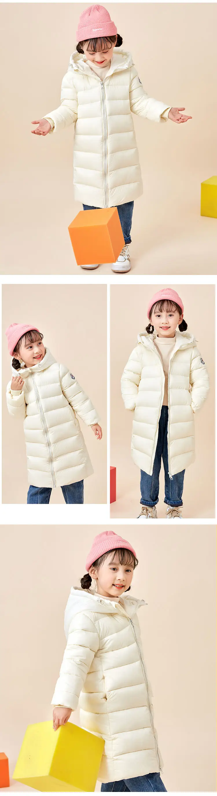 2024 Winter Hooded Feather Silk Kids Jacket Purple — feature 9
