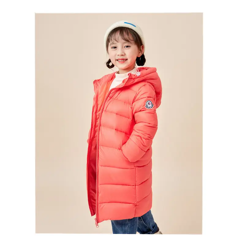 2024 Winter Hooded Feather Silk Kids Jacket Purple