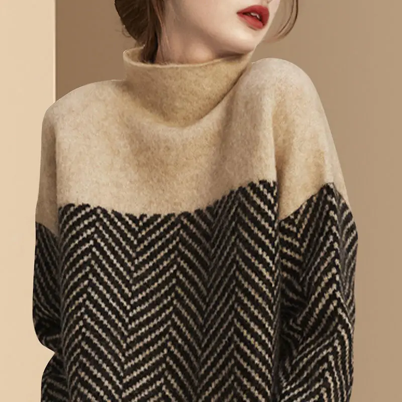 Women's Korean Style Knitted Turtleneck Sweater Purple Lavender — feature 10