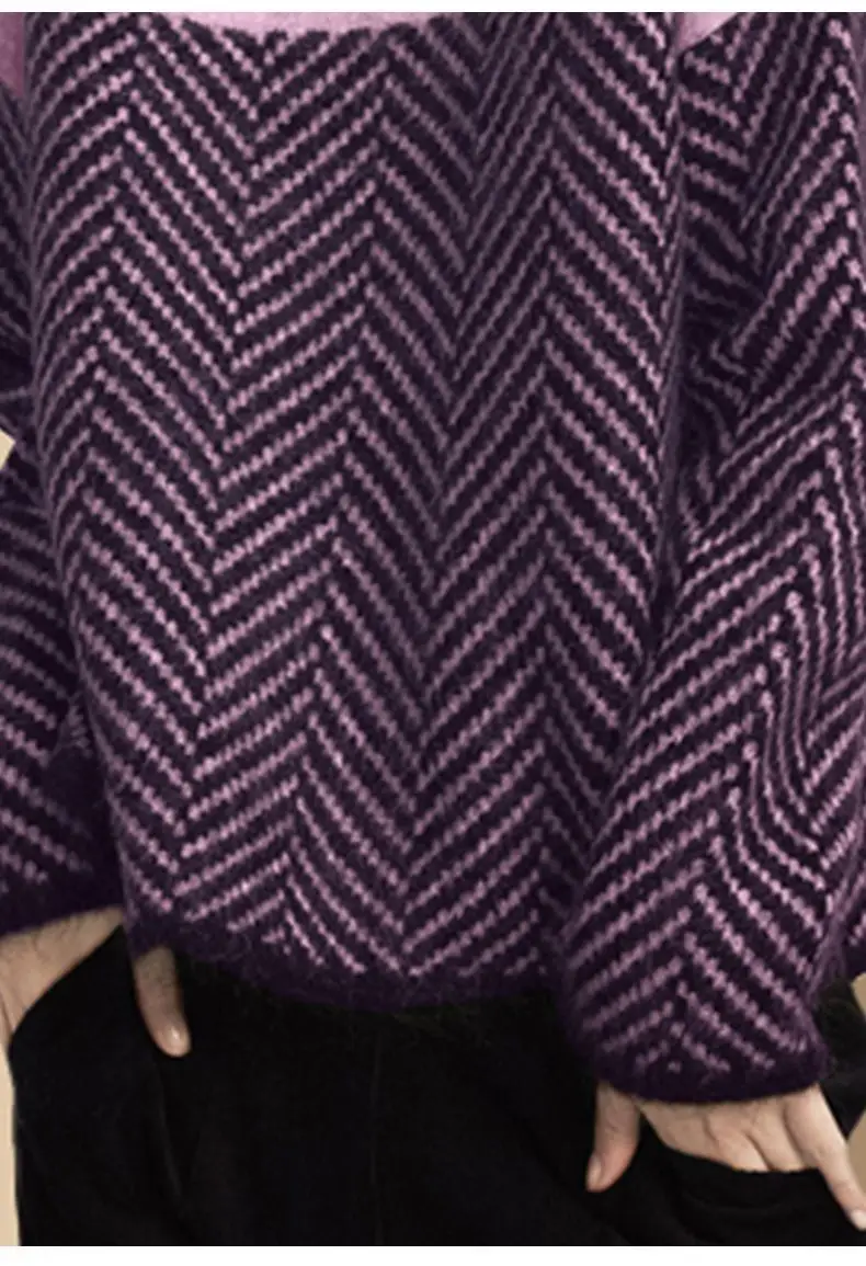 Women's Korean Style Knitted Turtleneck Sweater Purple Lavender — feature 14