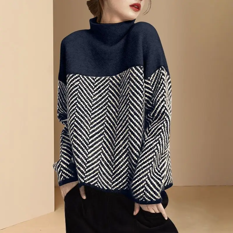 Women's Korean Style Knitted Turtleneck Sweater Purple Lavender — feature 5