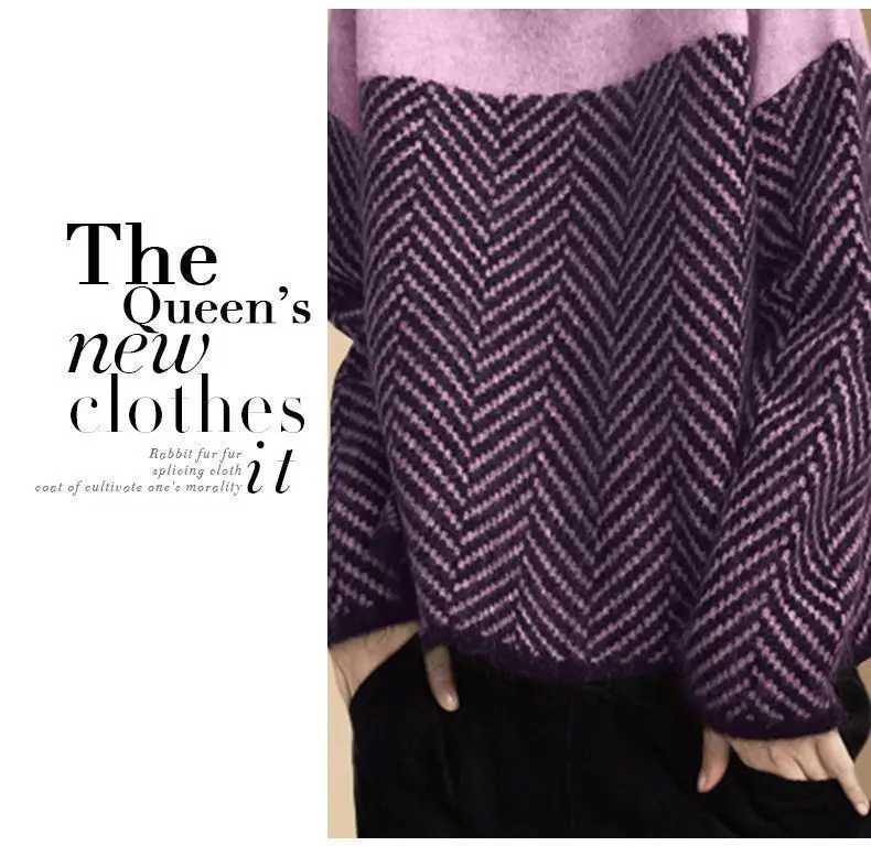 Women's Korean Style Knitted Turtleneck Sweater Purple Lavender — feature 7