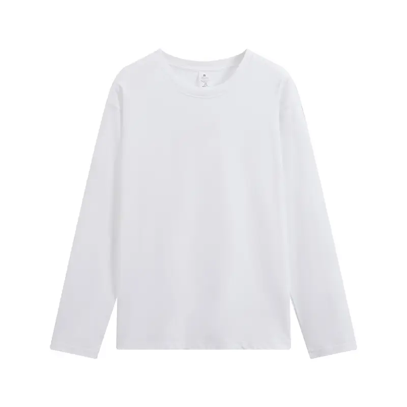Men Long Sleeve T-Shirt Navy Blue Pure Cotton Winter Ins - Image 2