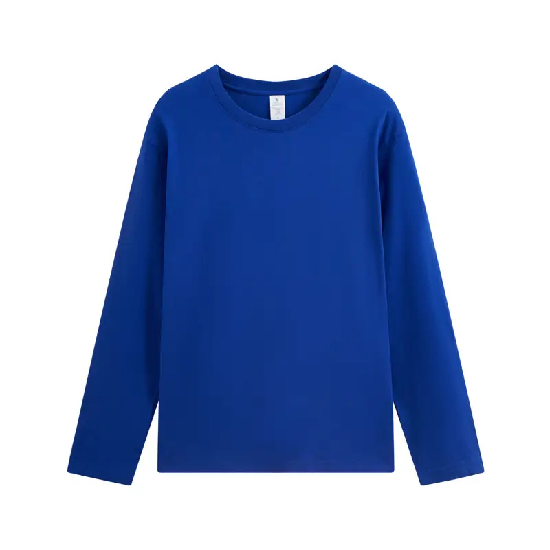 Men Long Sleeve T-Shirt Navy Blue Pure Cotton Winter Ins - Image 7