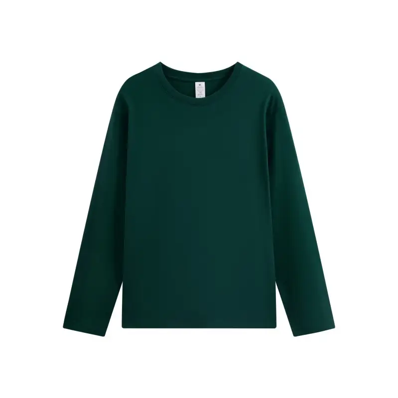 Men Long Sleeve T-Shirt Navy Blue Pure Cotton Winter Ins - Image 9