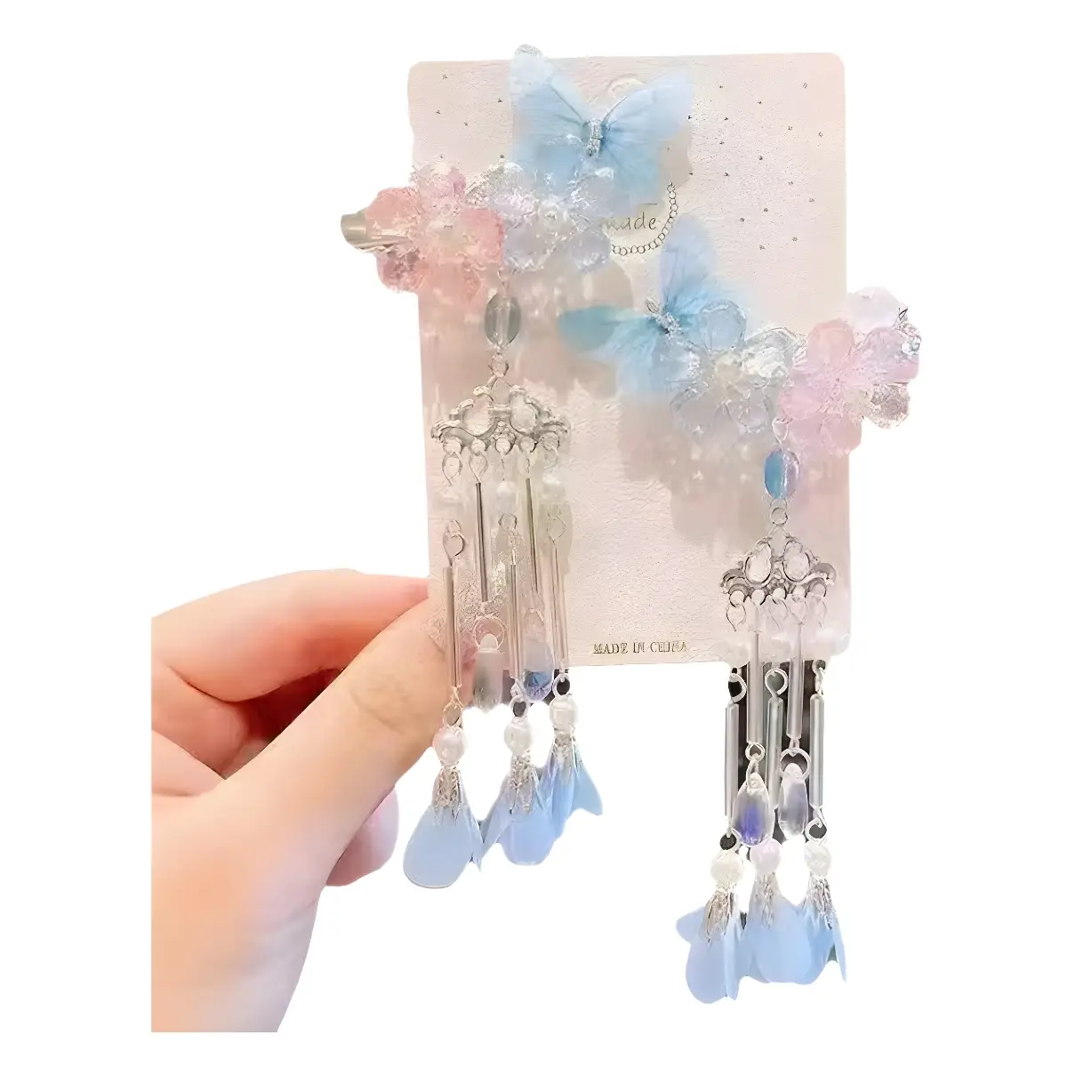 Blue Flower Hairpin with Pearl Accents - Image 156