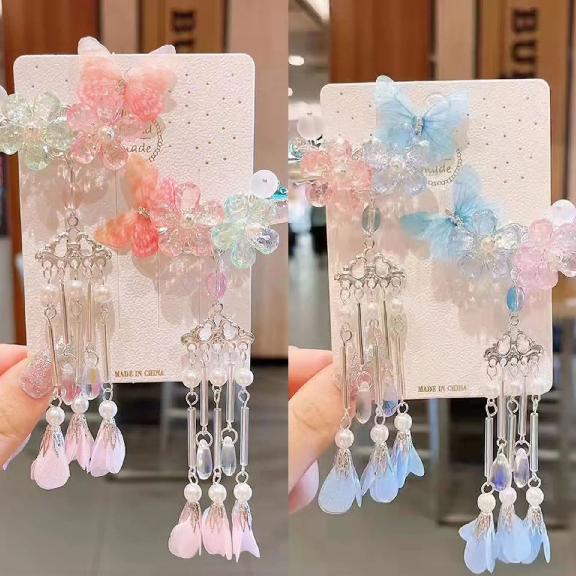 Blue Flower Hairpin with Pearl Accents — feature 14