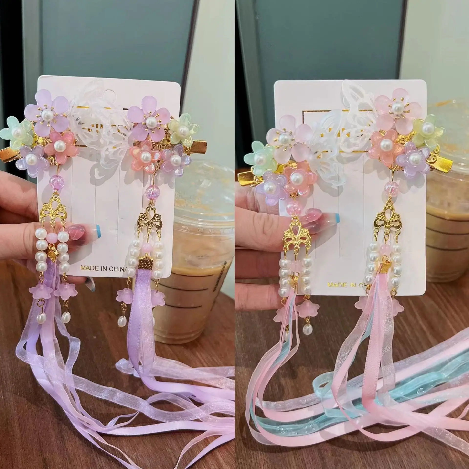 Blue Flower Hairpin with Pearl Accents — feature 19