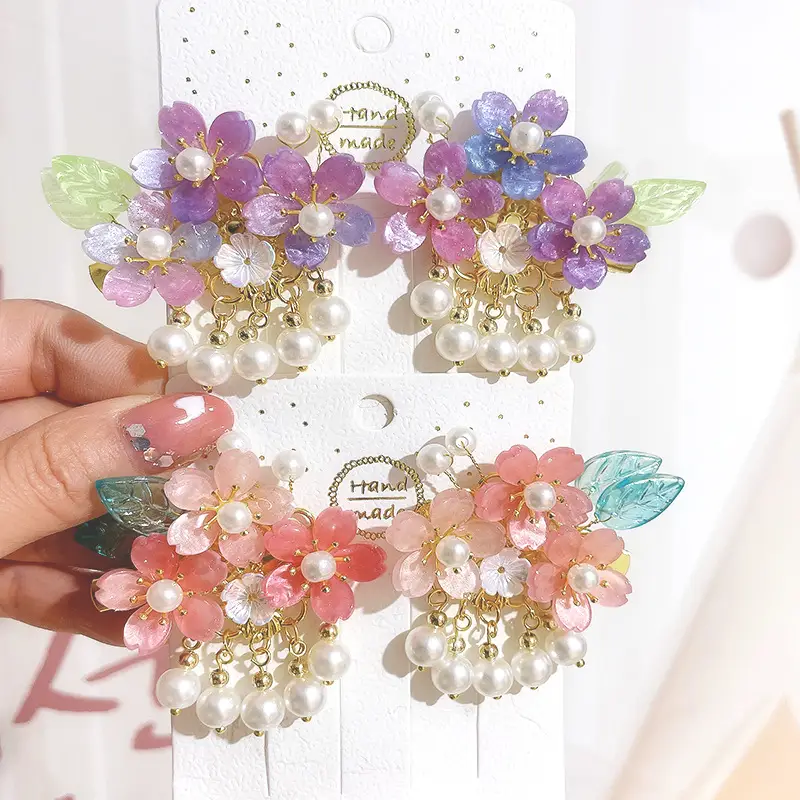 Blue Flower Hairpin with Pearl Accents — feature 24