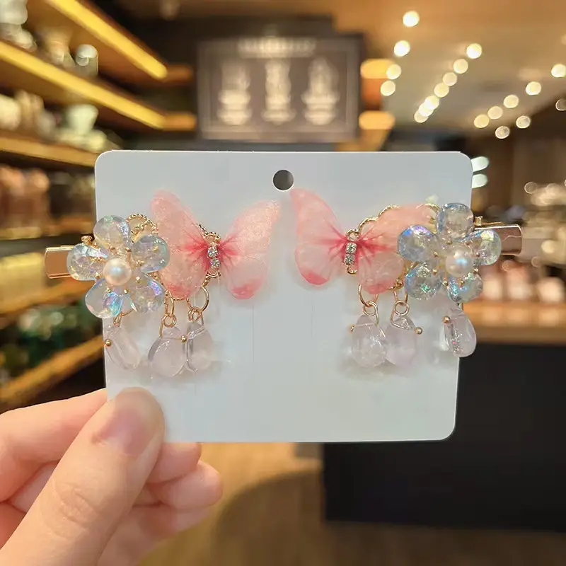 Blue Flower Hairpin with Pearl Accents — feature 27