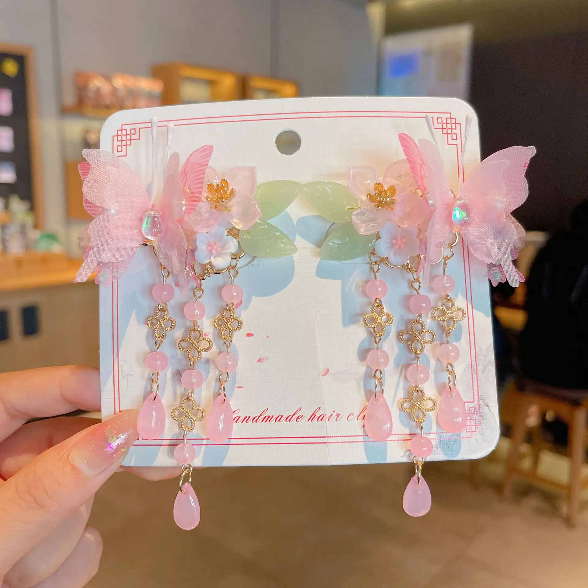 Blue Flower Hairpin with Pearl Accents — feature 42