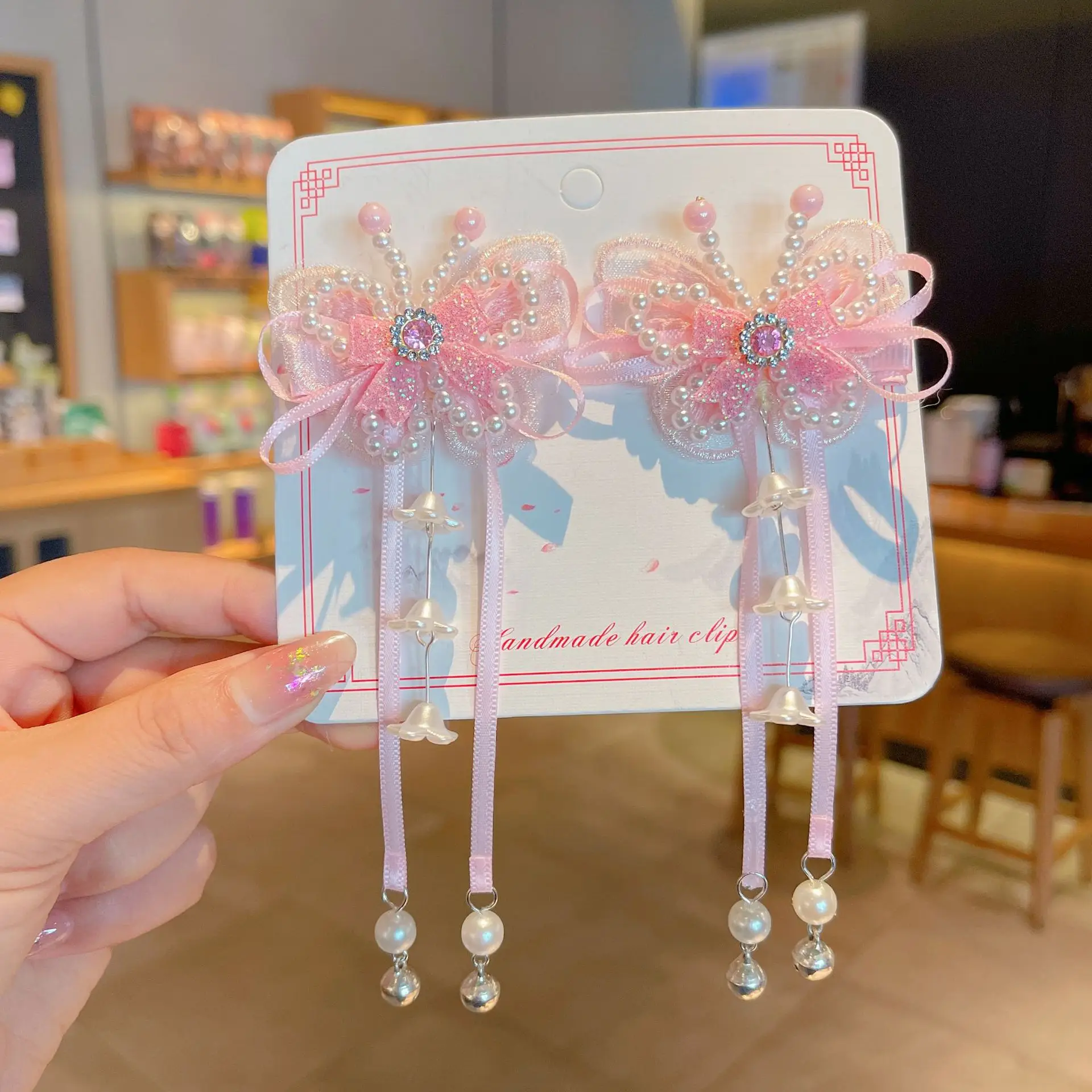 Blue Flower Hairpin with Pearl Accents — feature 44