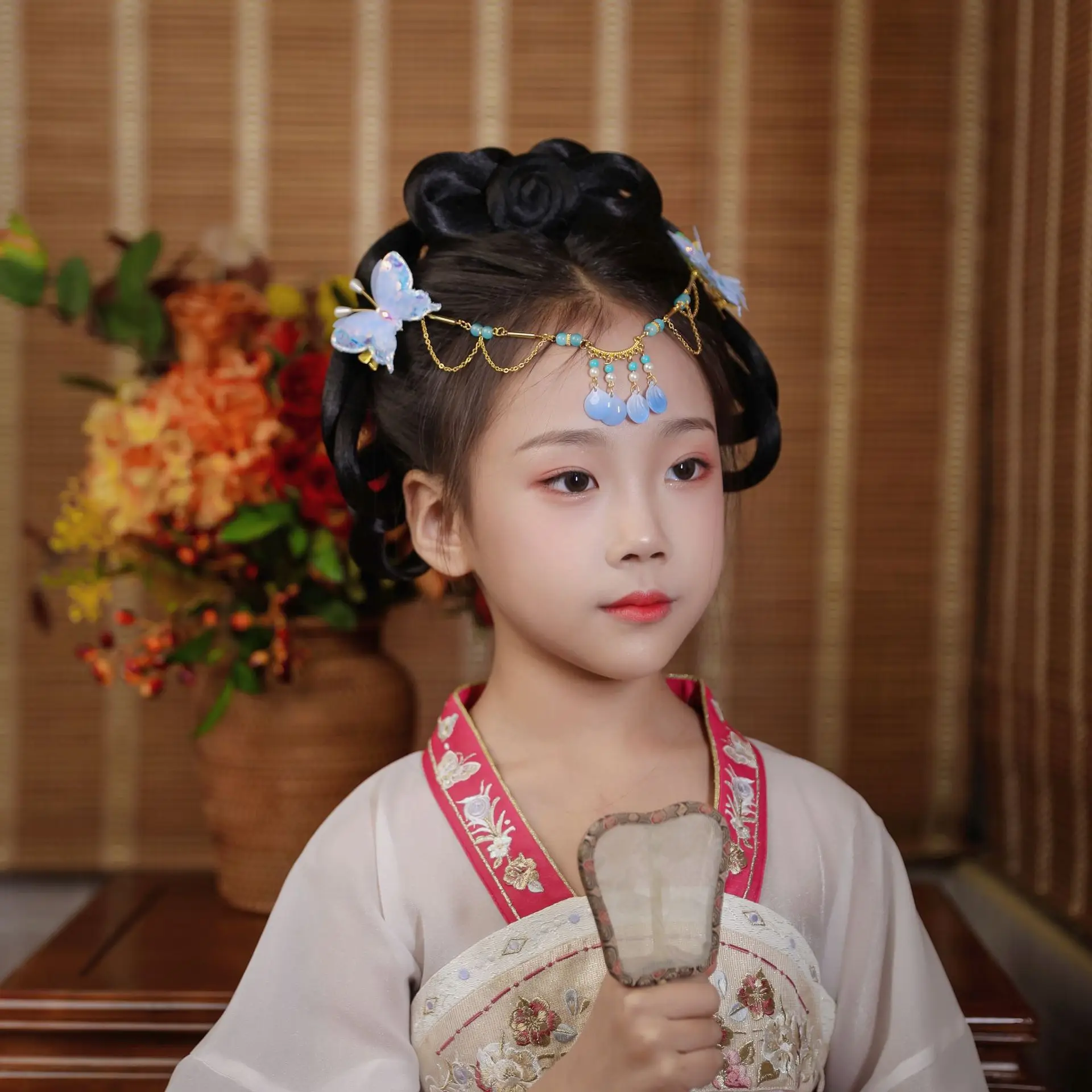 Blue Flower Hairpin with Pearl Accents — feature 48