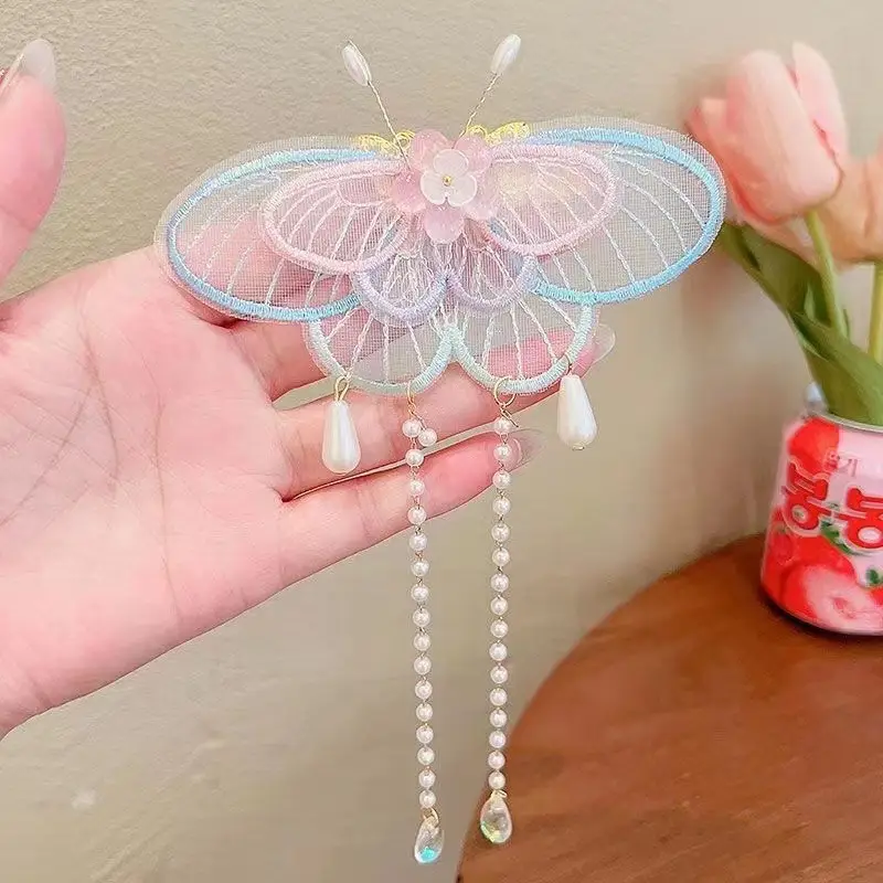 Blue Flower Hairpin with Pearl Accents — feature 7