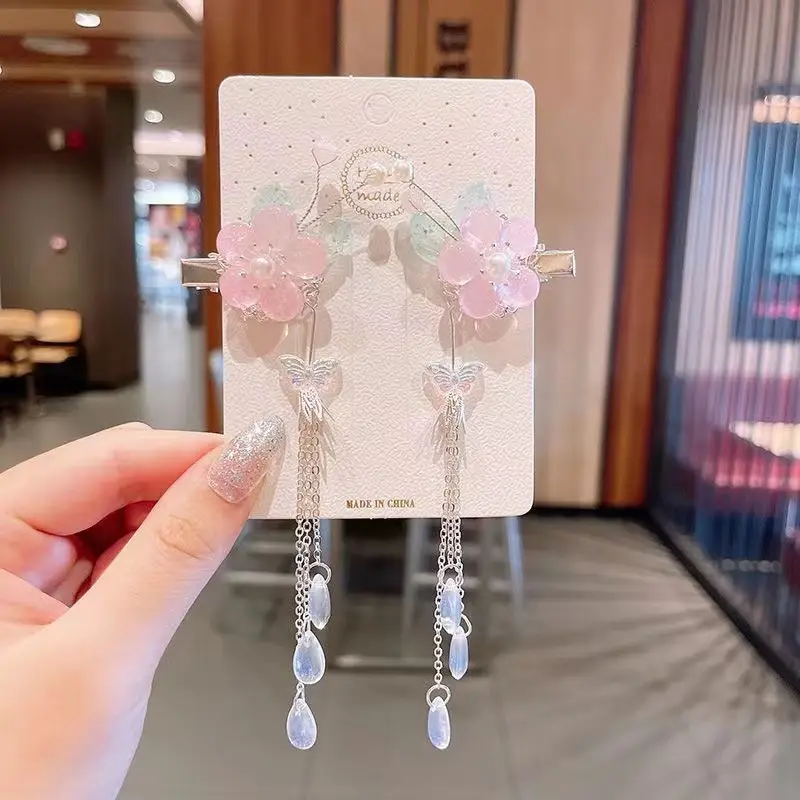 Blue Flower Hairpin with Pearl Accents — feature 8