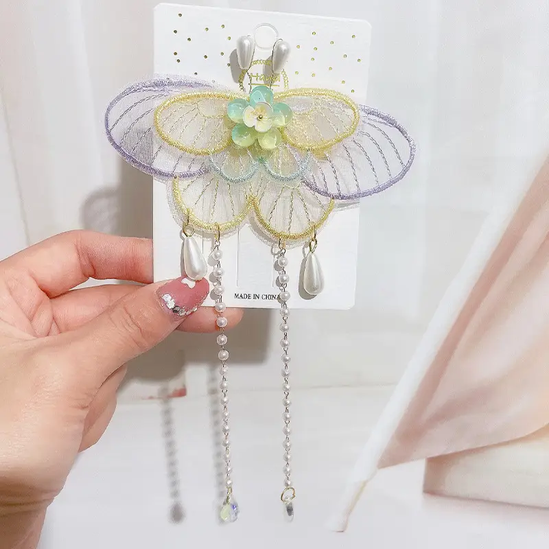 Blue Flower Hairpin with Pearl Accents - Image 10