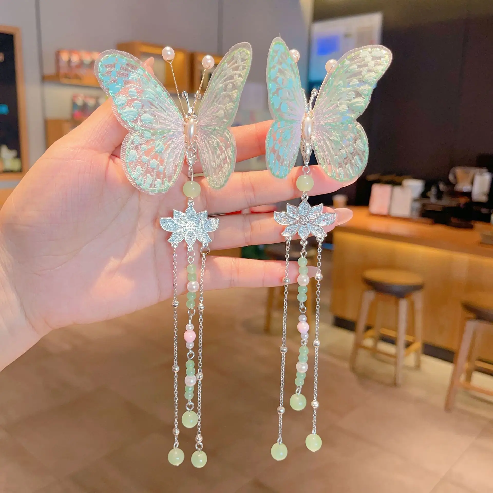 Blue Flower Hairpin with Pearl Accents - Image 99