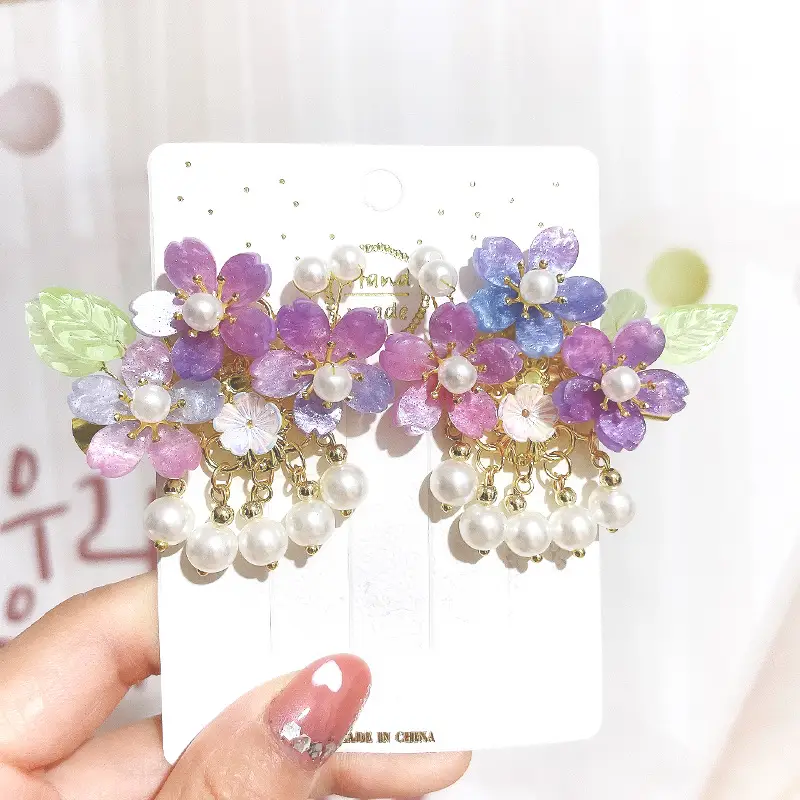 Blue Flower Hairpin with Pearl Accents - Image 12