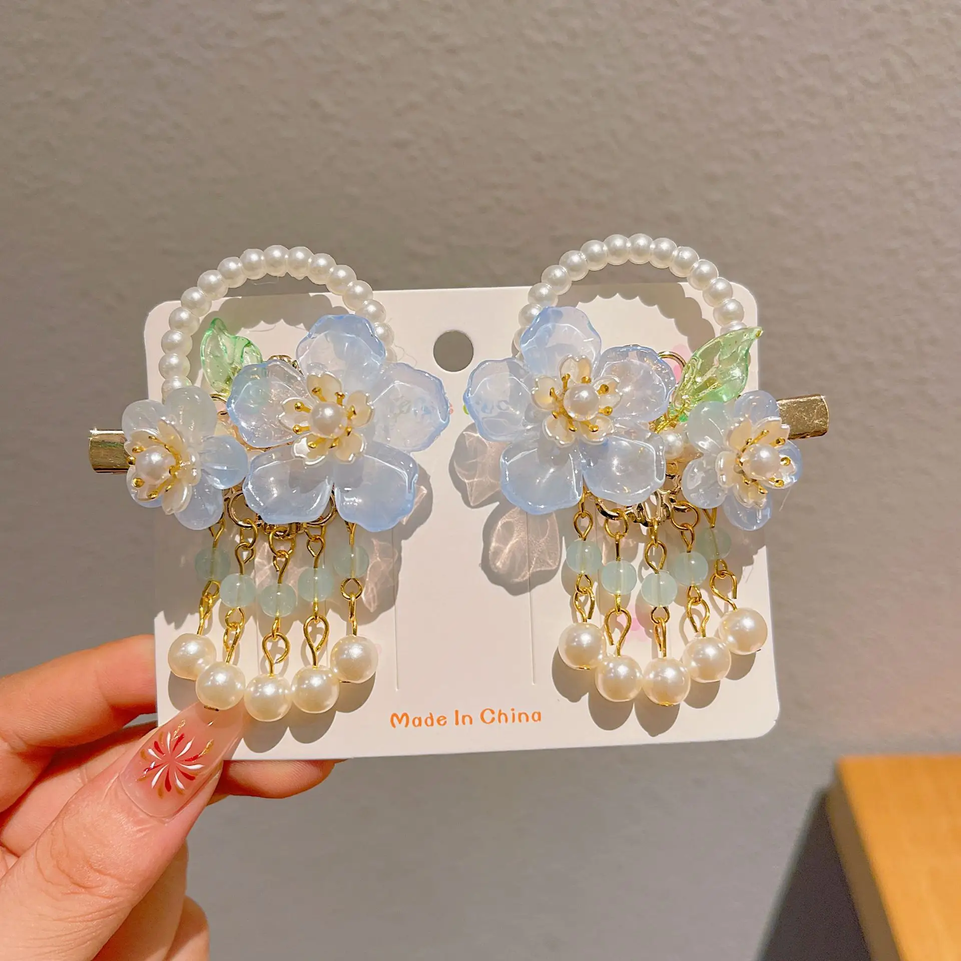 Blue Flower Hairpin with Pearl Accents - Image 118
