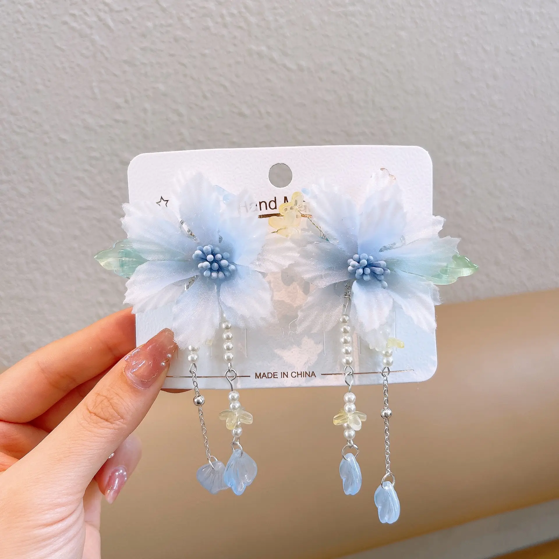 Blue Flower Hairpin with Pearl Accents - Image 119