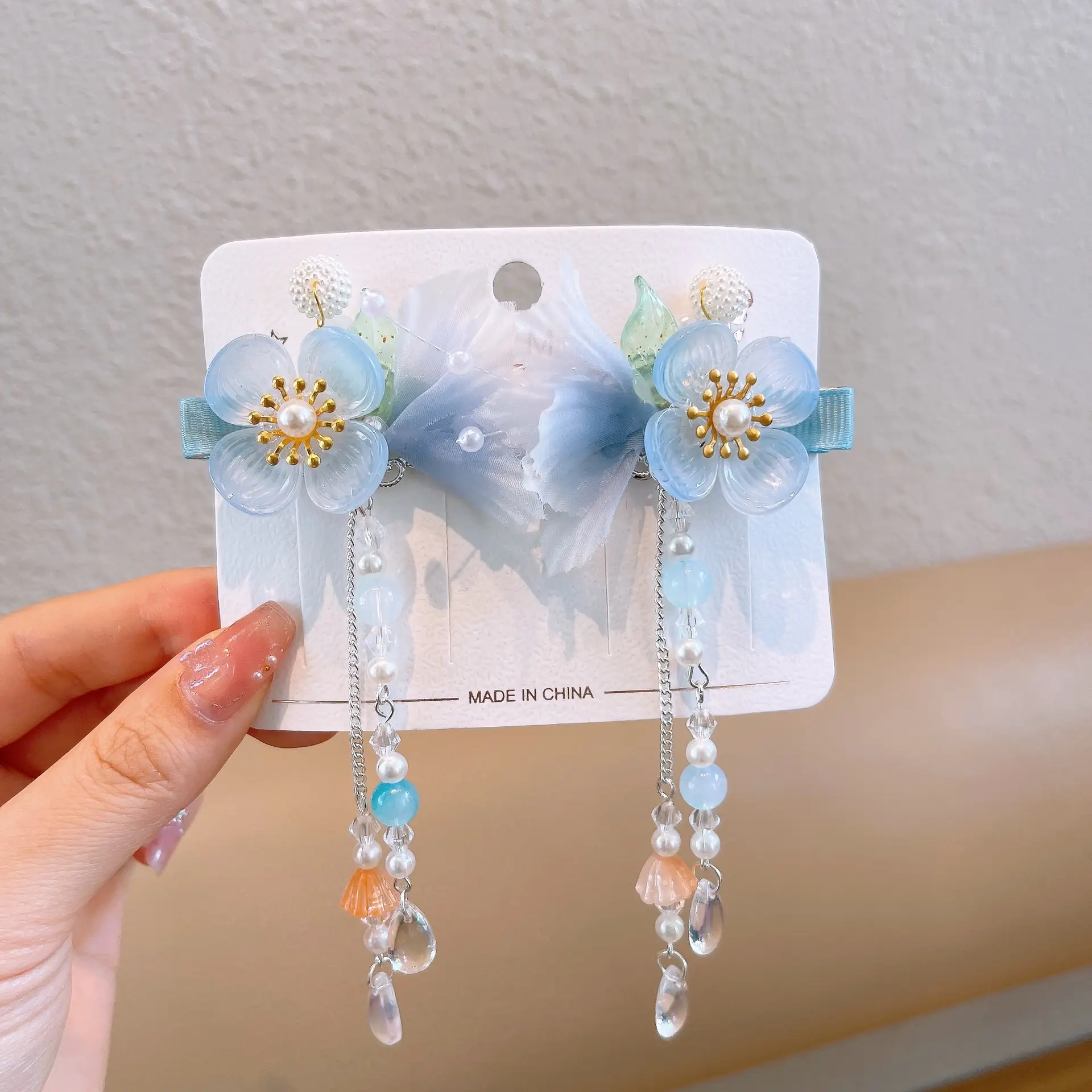 Blue Flower Hairpin with Pearl Accents - Image 126