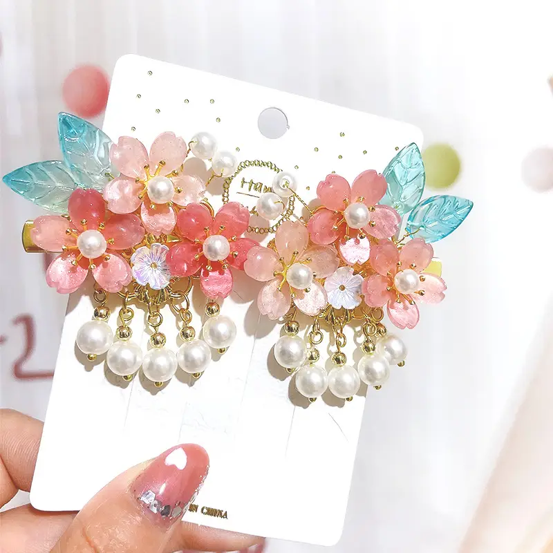 Blue Flower Hairpin with Pearl Accents - Image 13