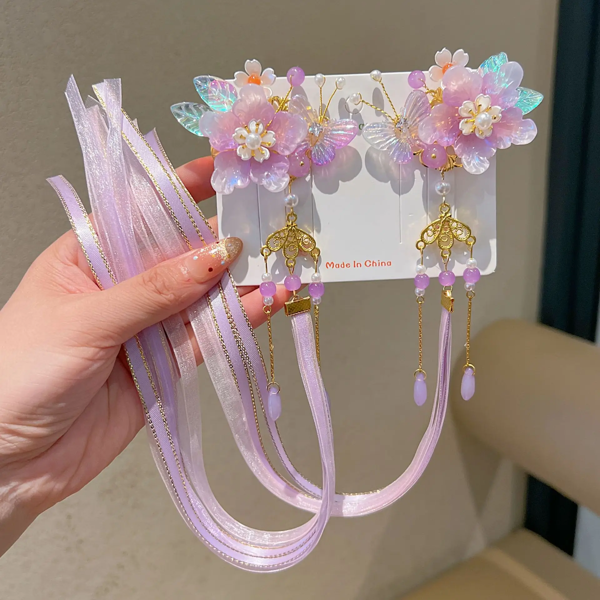 Blue Flower Hairpin with Pearl Accents - Image 131
