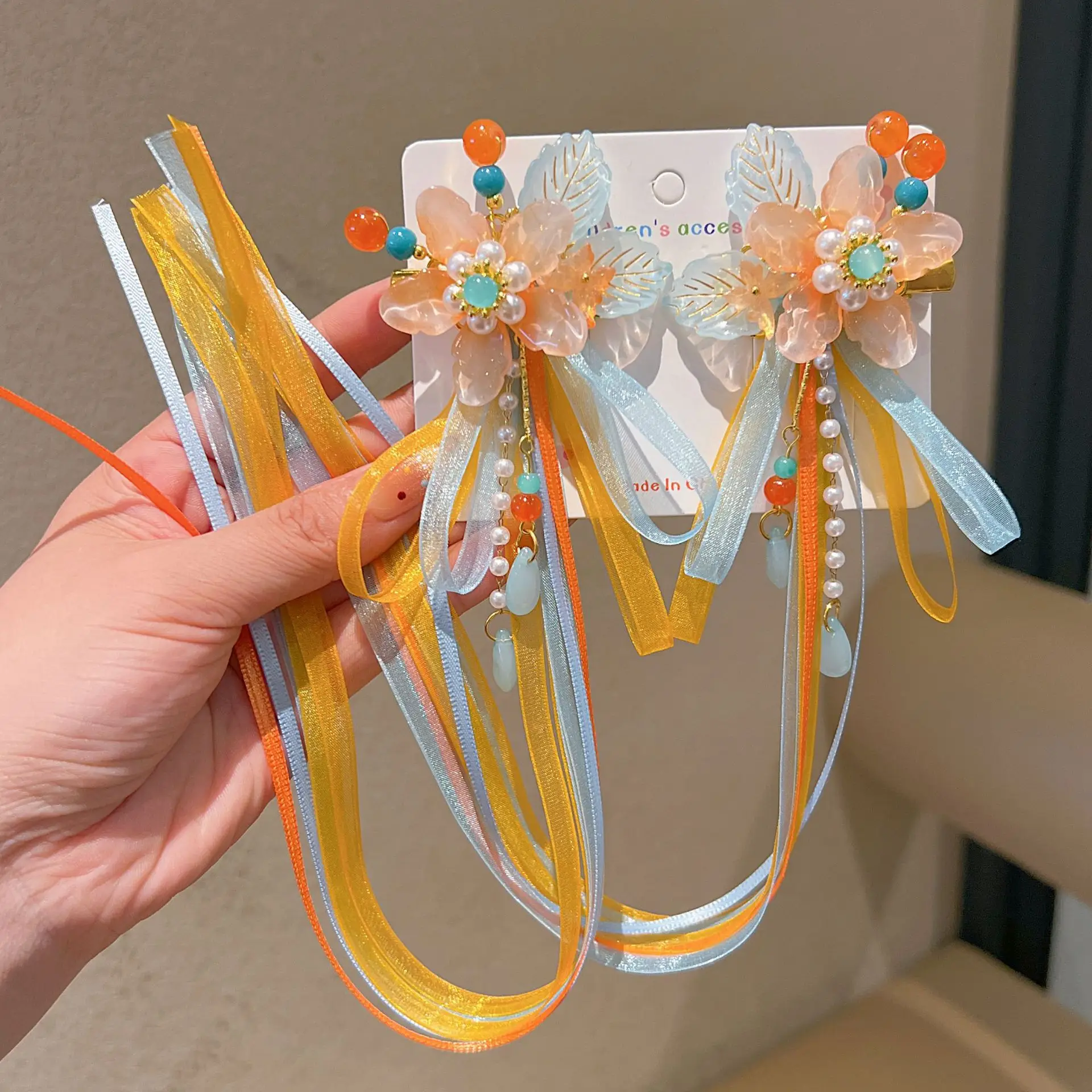 Blue Flower Hairpin with Pearl Accents - Image 133