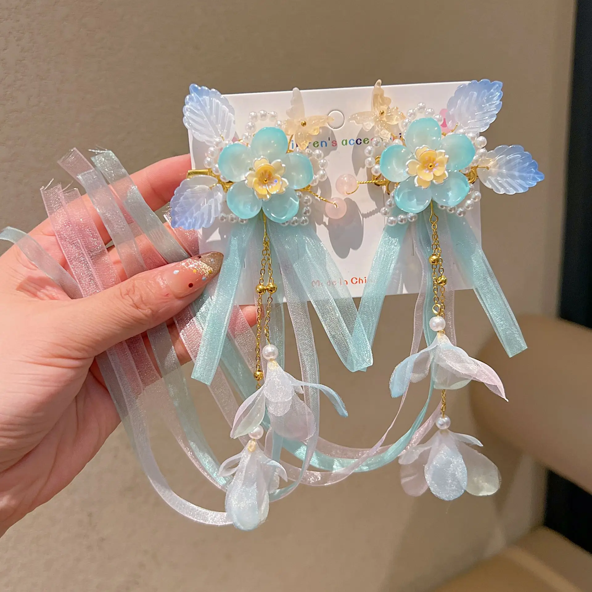 Blue Flower Hairpin with Pearl Accents - Image 136