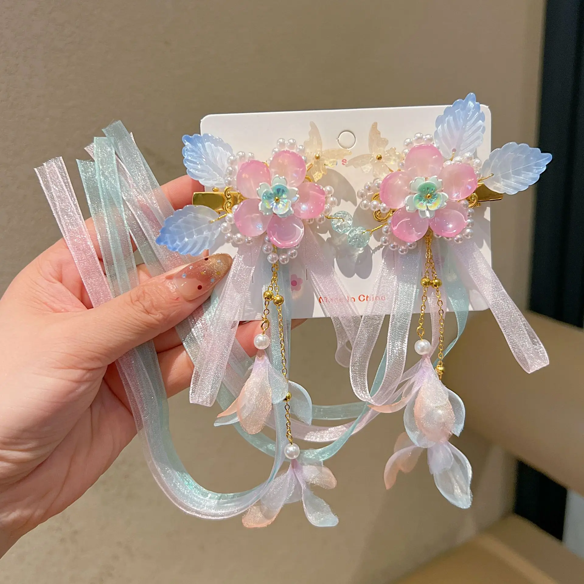 Blue Flower Hairpin with Pearl Accents - Image 137