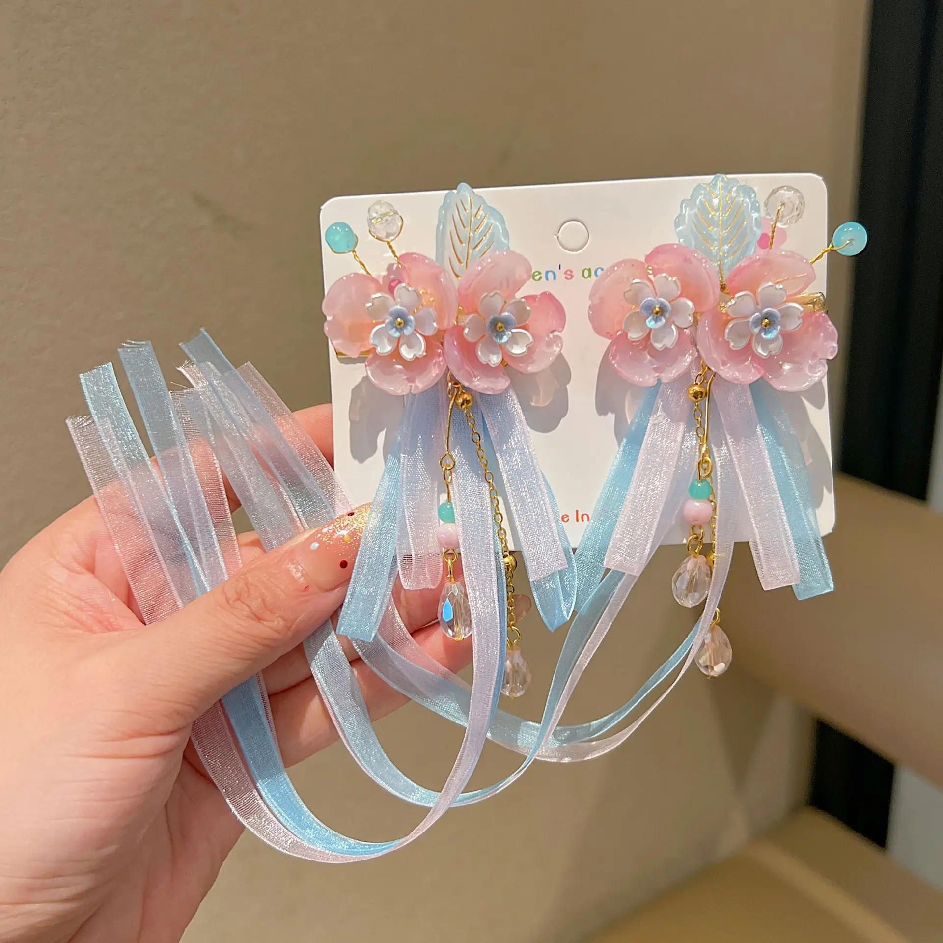 Blue Flower Hairpin with Pearl Accents - Image 142