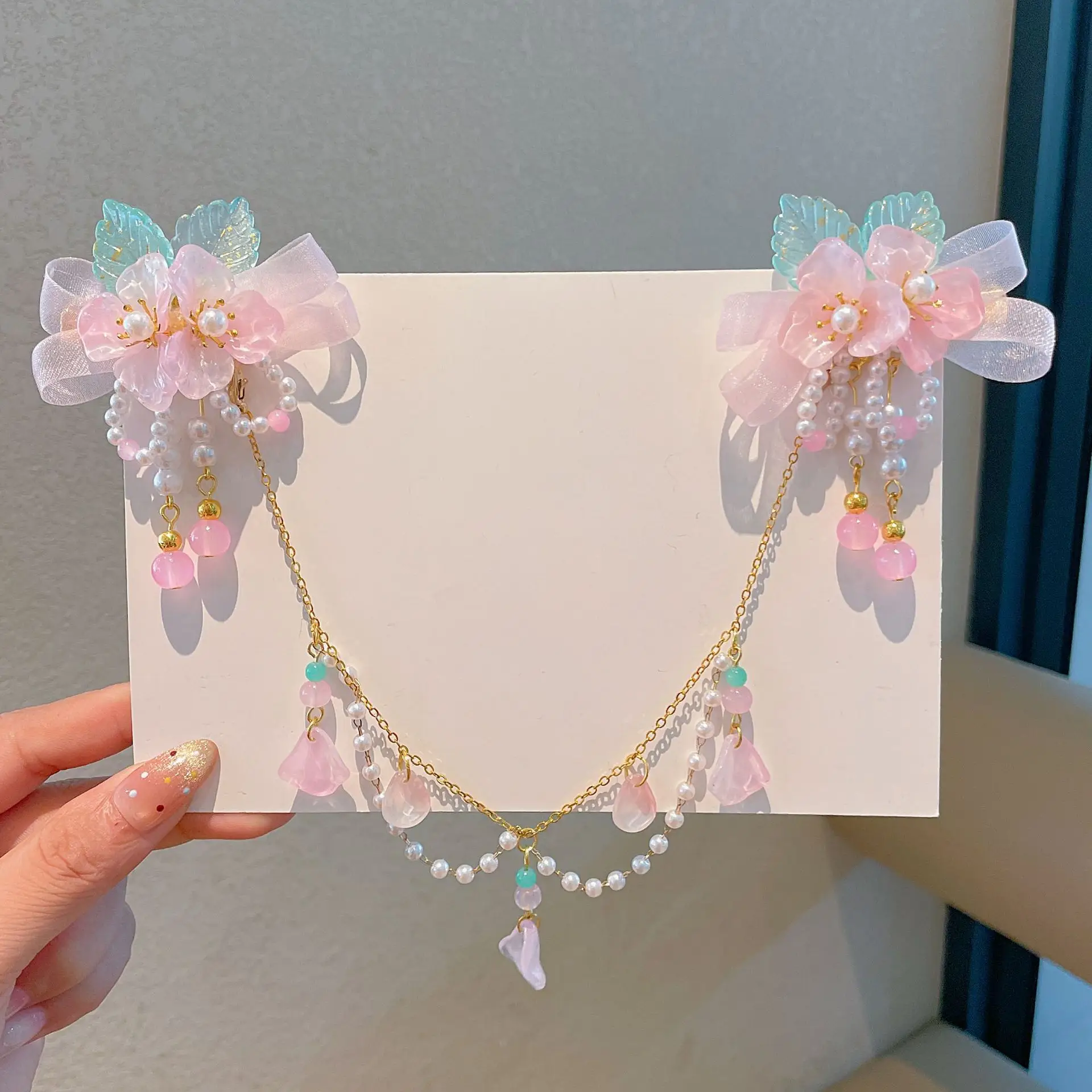 Blue Flower Hairpin with Pearl Accents - Image 147