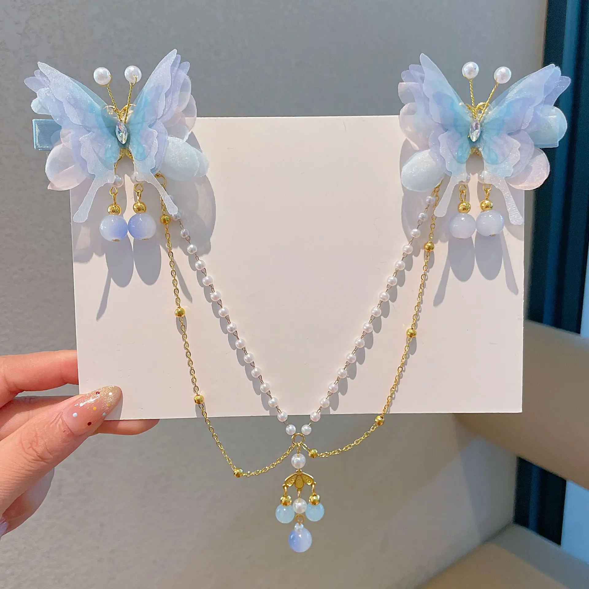 Blue Flower Hairpin with Pearl Accents - Image 154