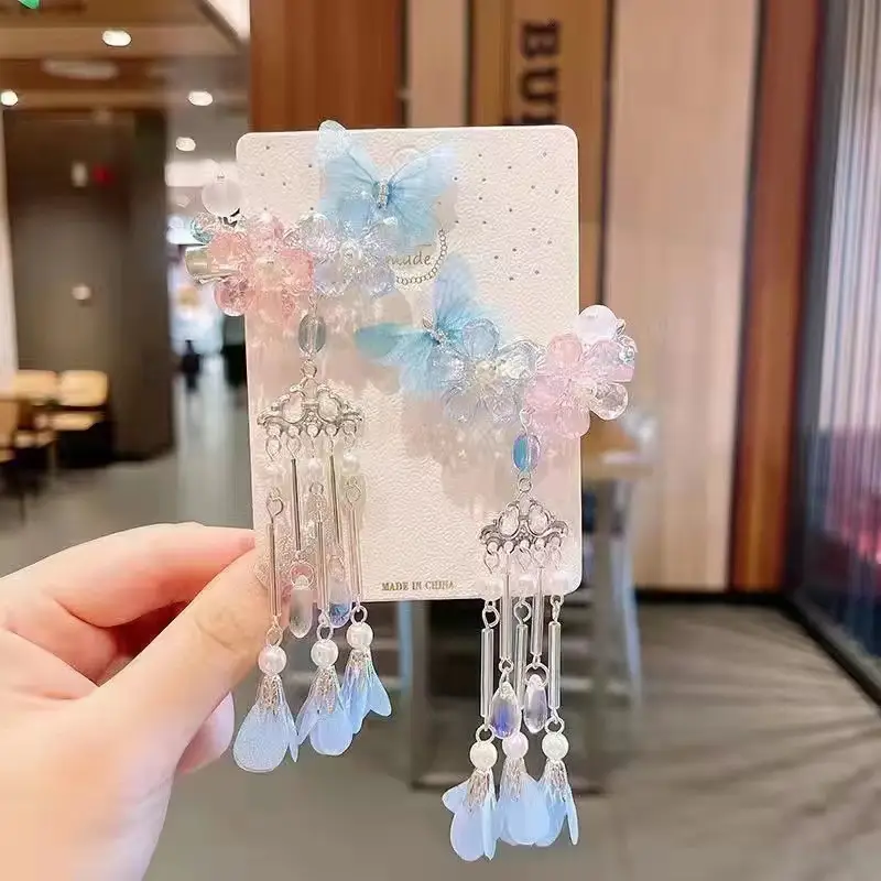 Blue Flower Hairpin with Pearl Accents - Image 3