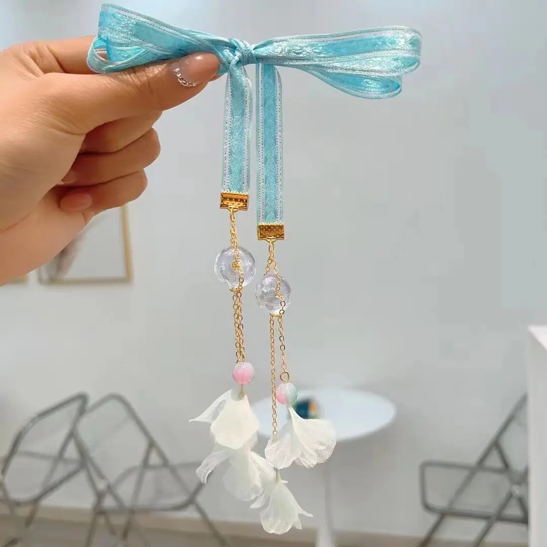 Blue Flower Hairpin with Pearl Accents - Image 37