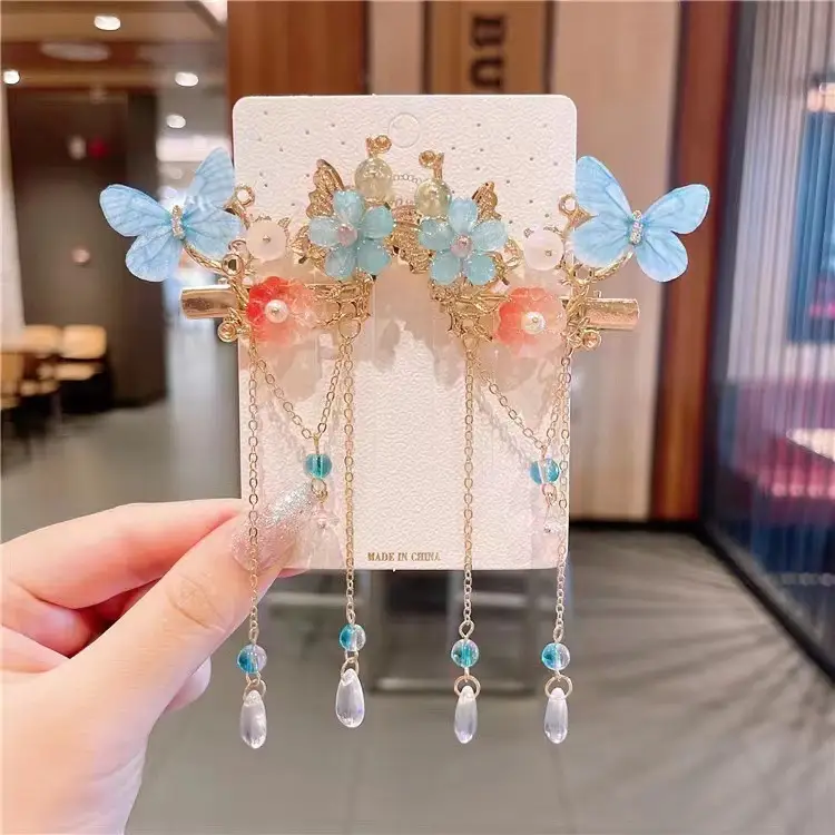 Blue Flower Hairpin with Pearl Accents - Image 4
