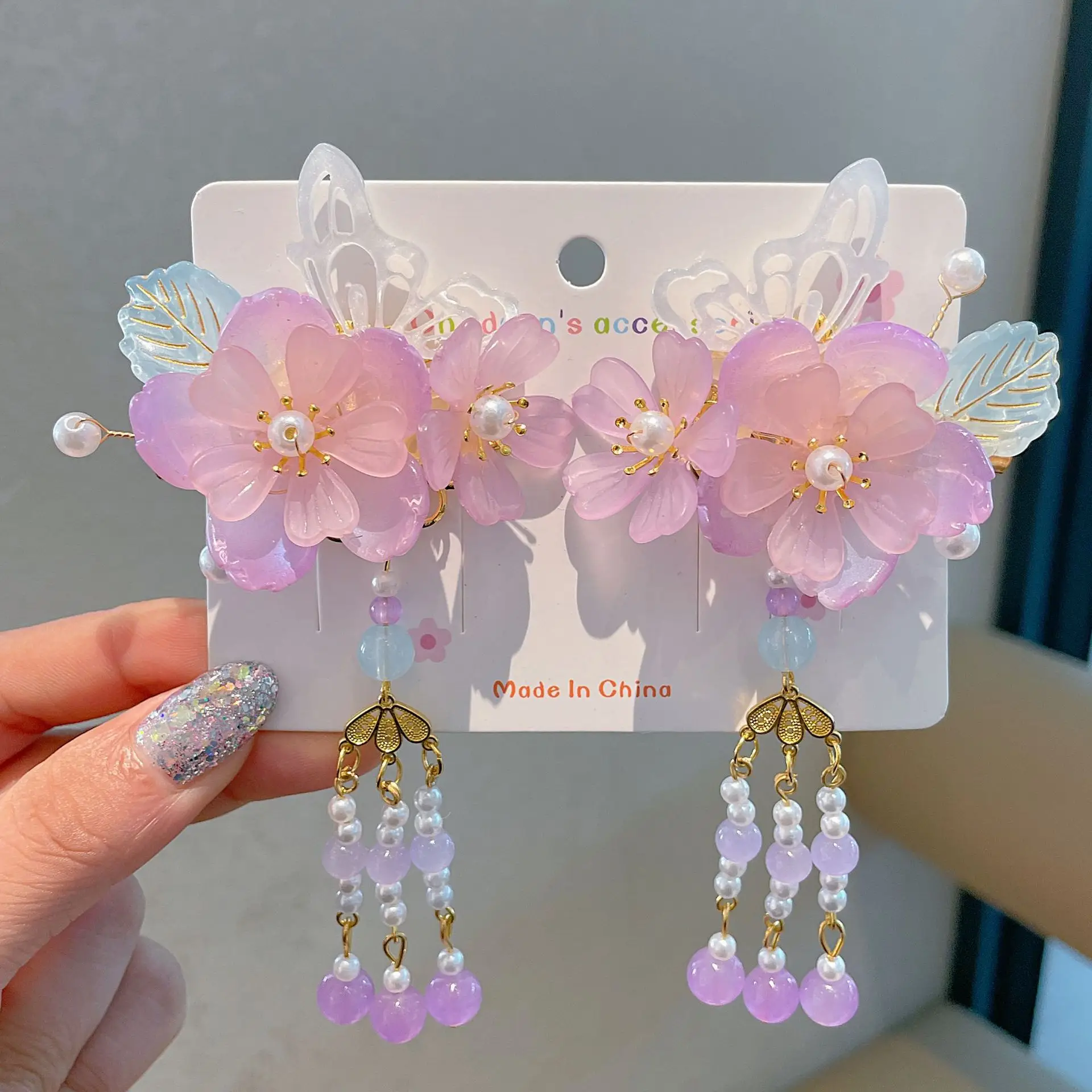 Blue Flower Hairpin with Pearl Accents - Image 62