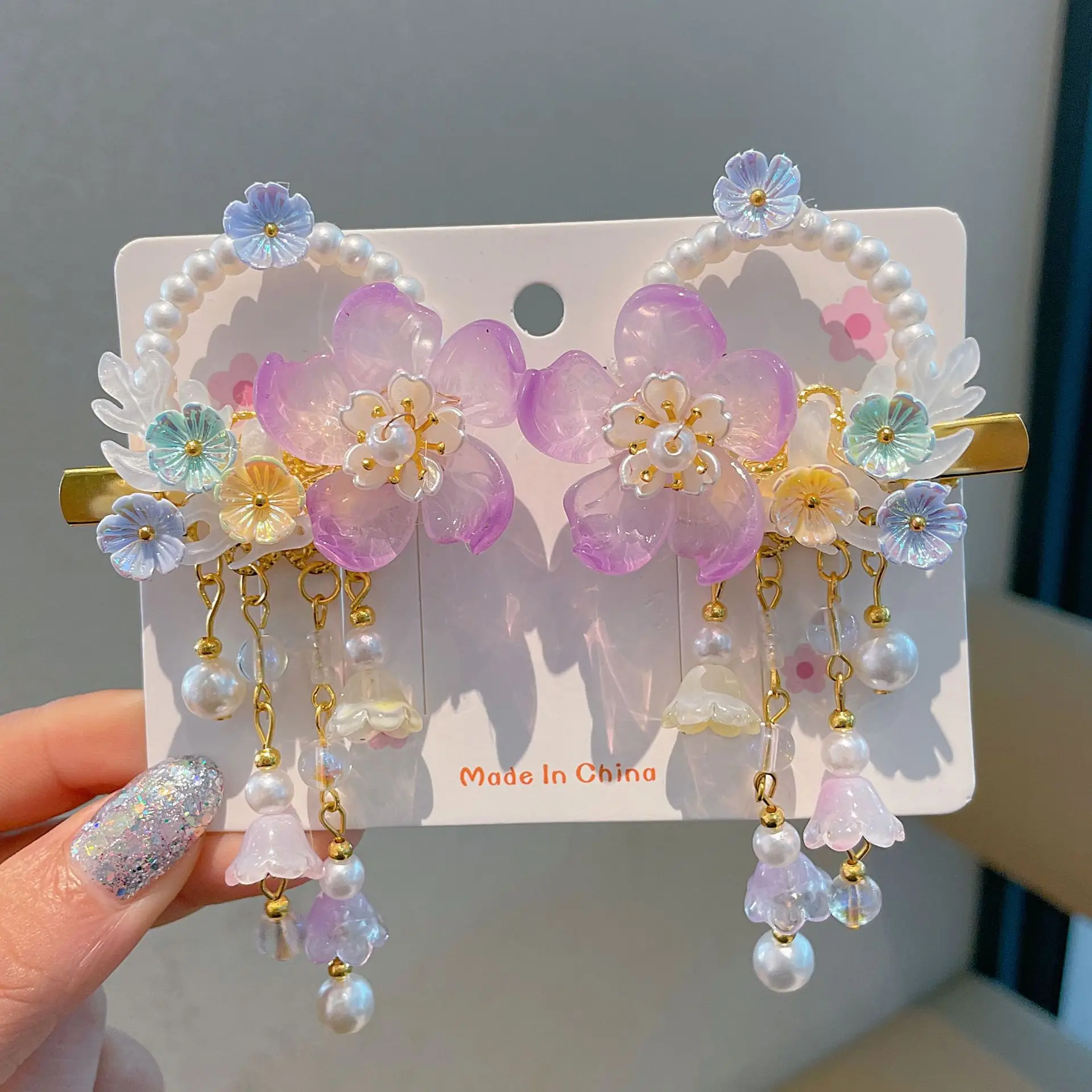 Blue Flower Hairpin with Pearl Accents - Image 65